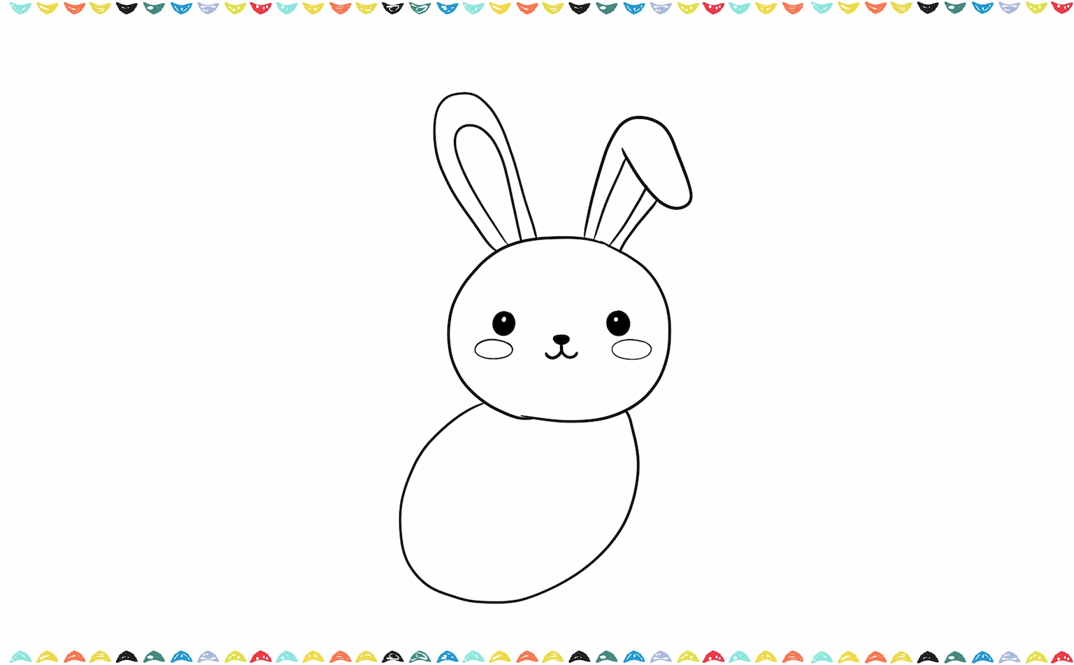 Sketch a large round and fluffy shape for the bunny's body step 6