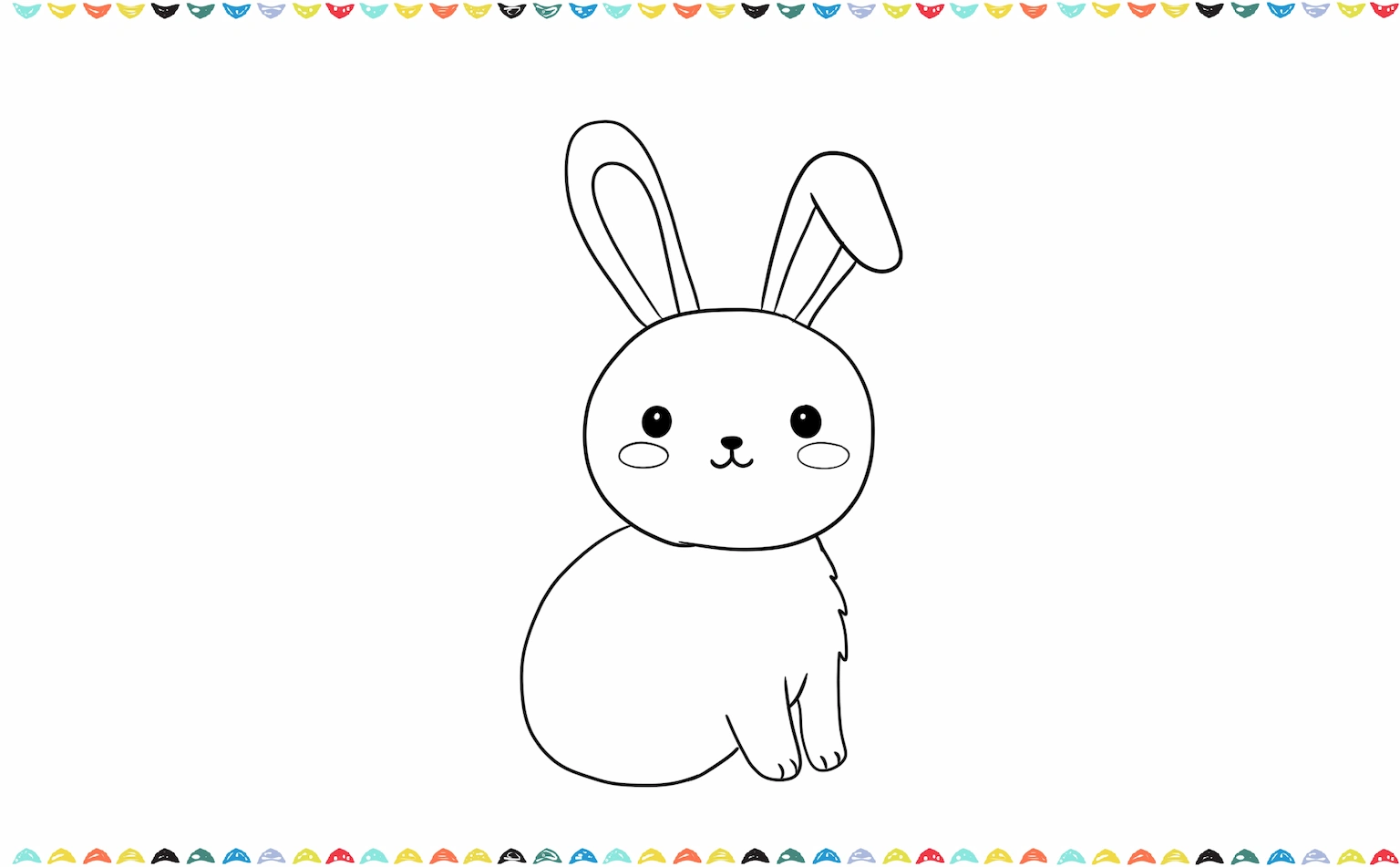 Add two small curved shapes in front of the body for the bunny's arms step 7
