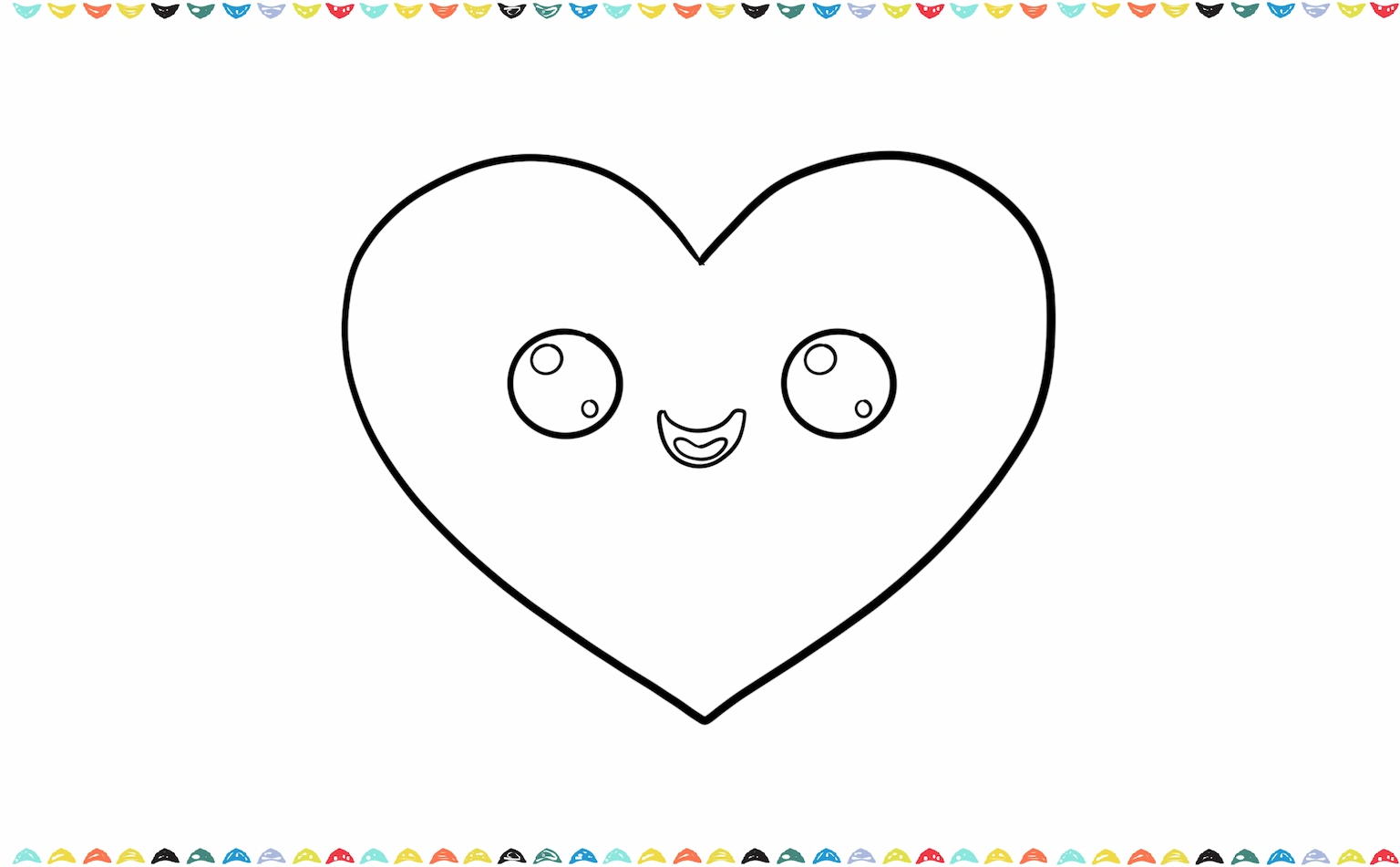 how to draw a cute heart - sketch a small curved line for a smile step 3
