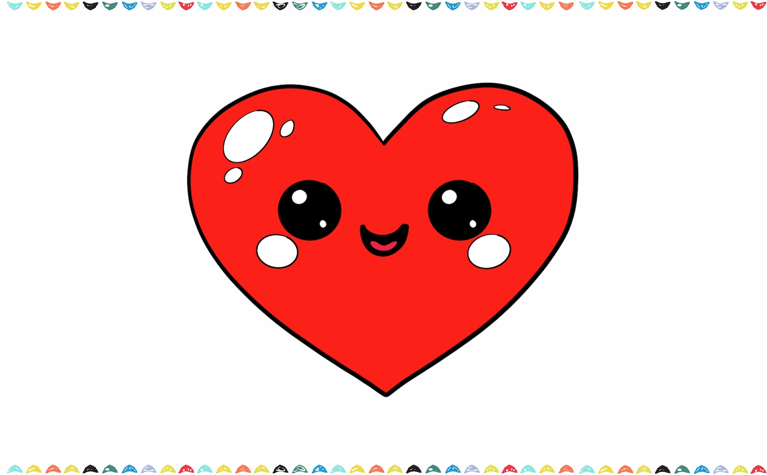 Color your cute heart drawing with red, pink, or any color you love step 5