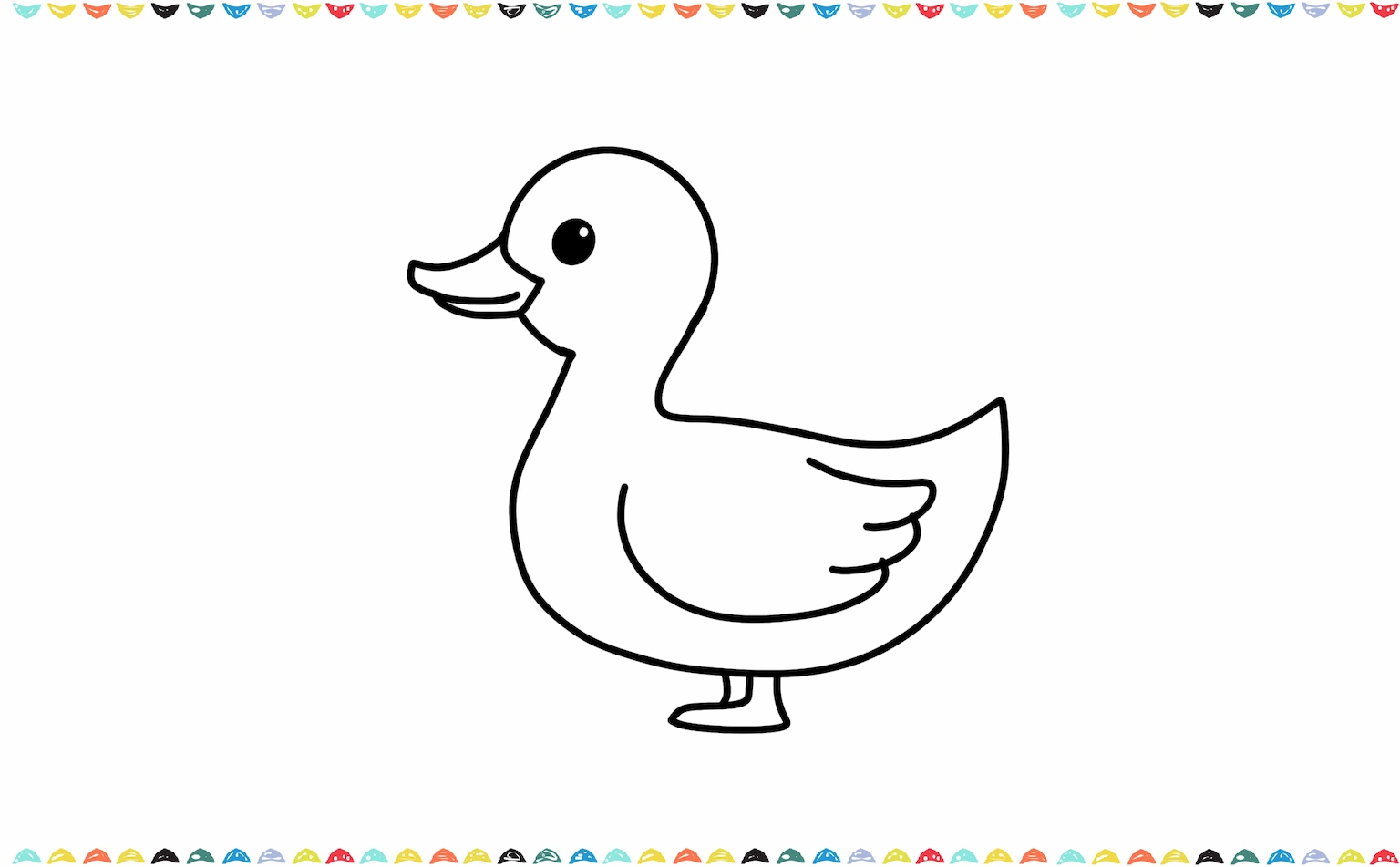 Draw two short lines under the duck's body for the legs step 6