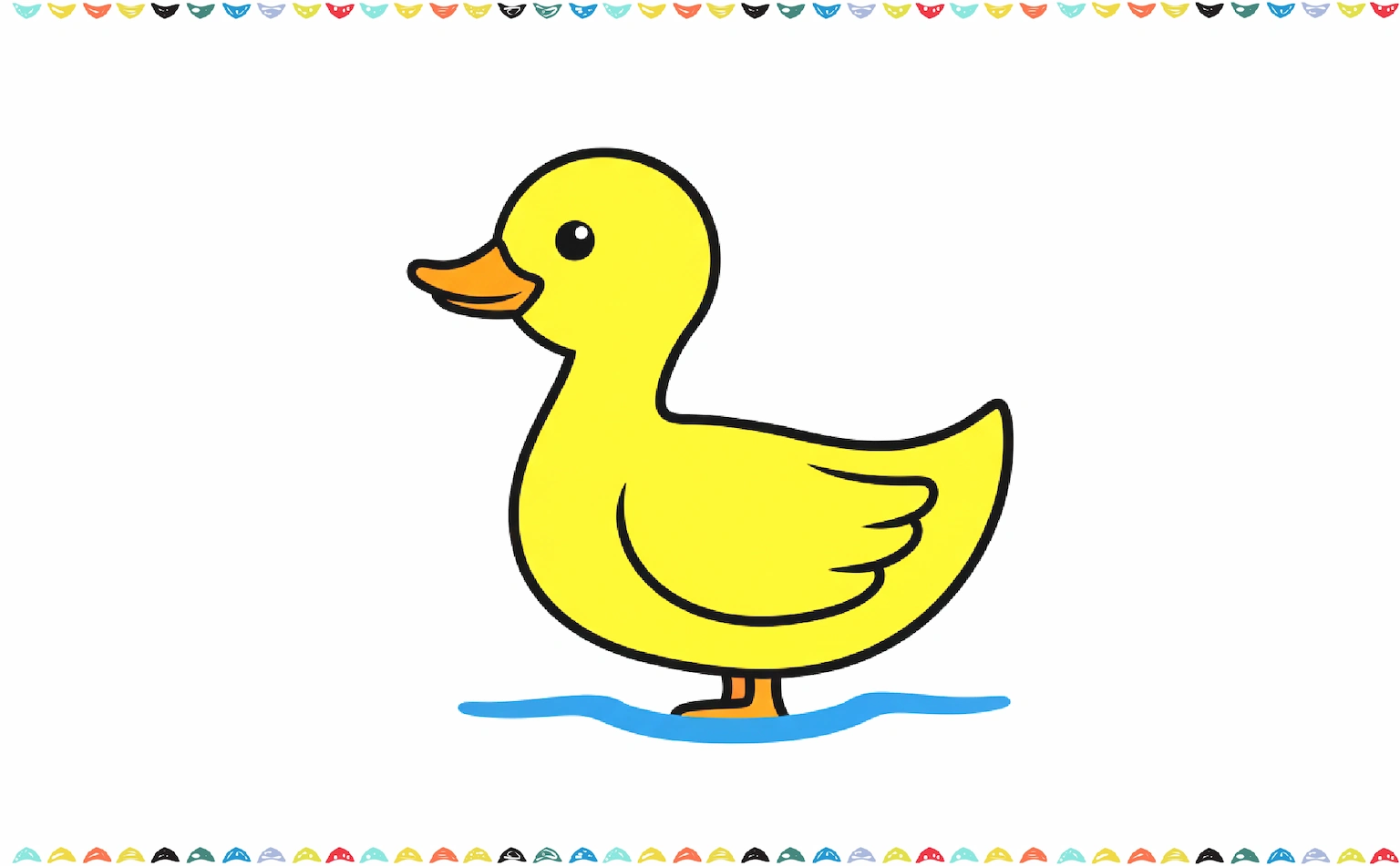 Colored and finished duck drawing tutorial step 8