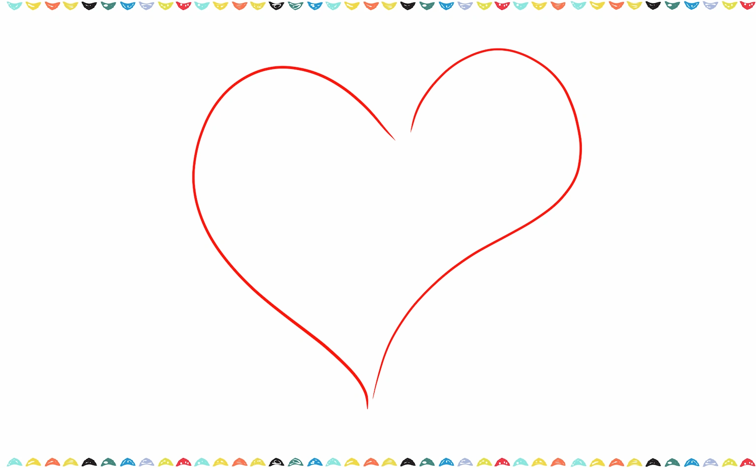 draw a big curved line for the other half of a flower heart step 2