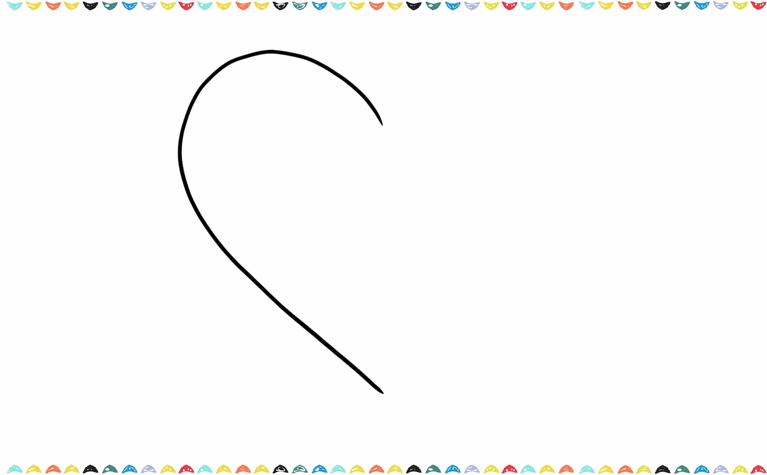 draw a big curved line, like half of a circle, on the left side of your paper step 1