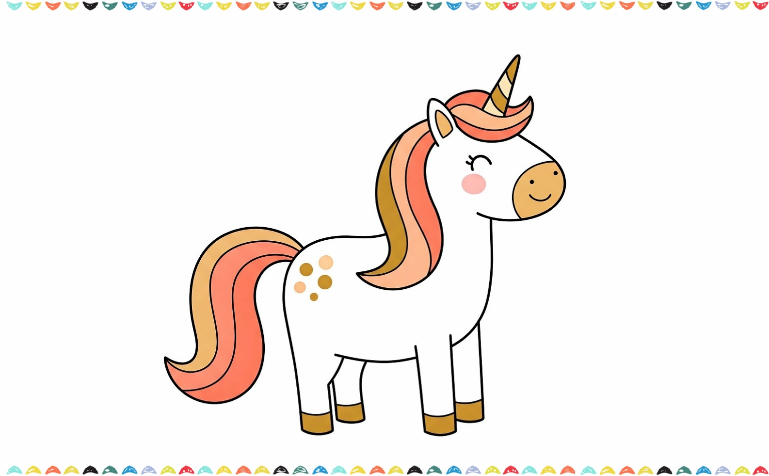 how to draw a unicorn - color and finished unicorn drawing step 11
