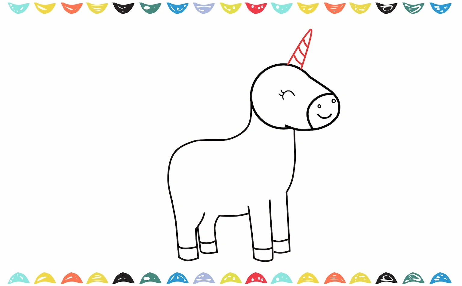 how to draw a unicorn - draw a tall, slightly curved triangle for the unicorn's horn step 6