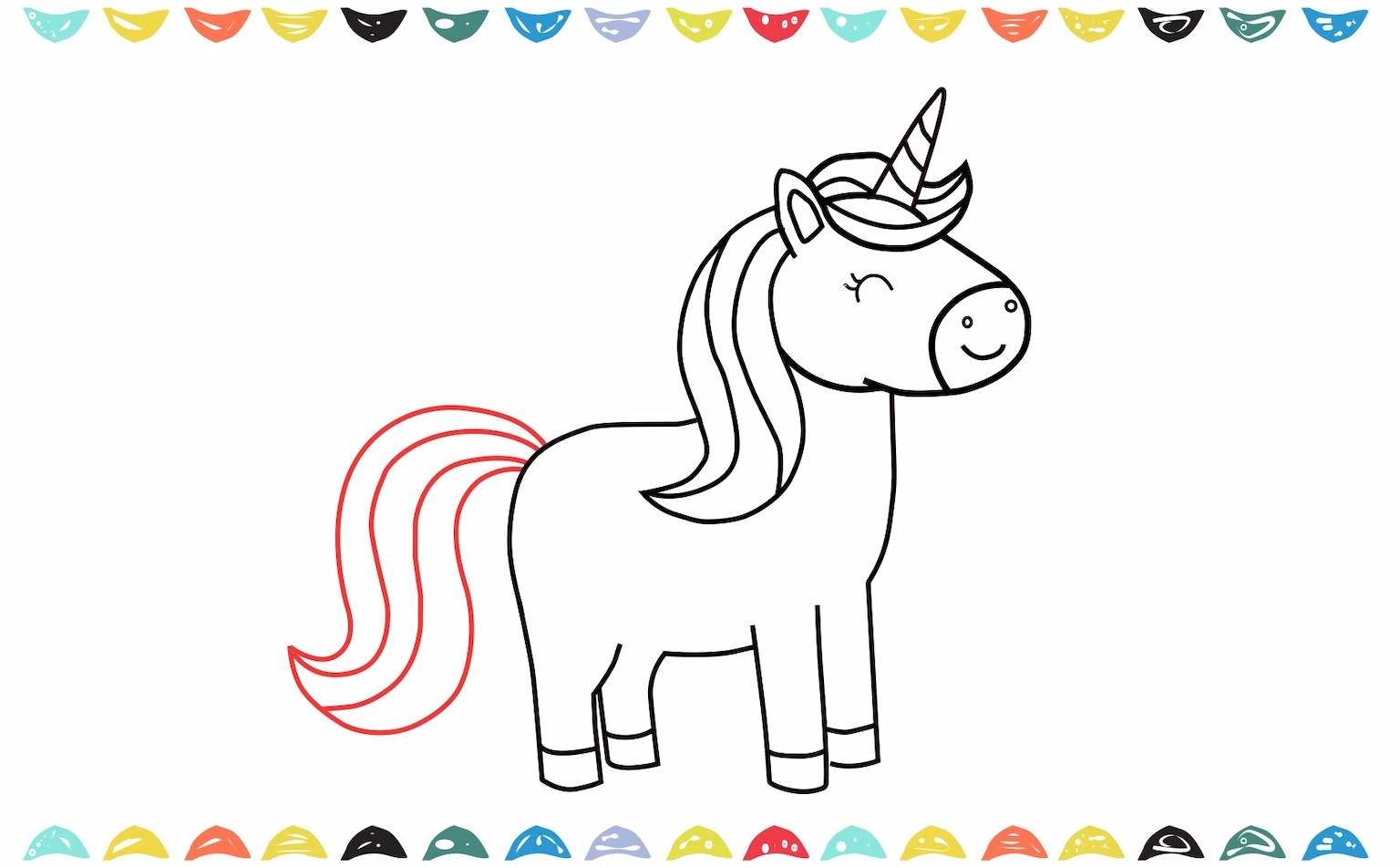 how to draw a unicorn - add the magical tail step 9