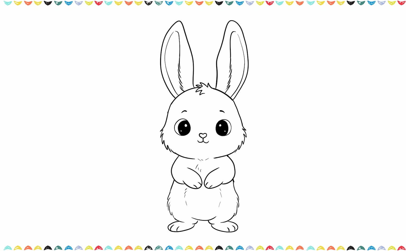 how to draw an adorable bunny - draw small zigzag or curved lines around the cheeks, chest, and body to show fluffy fur step 8