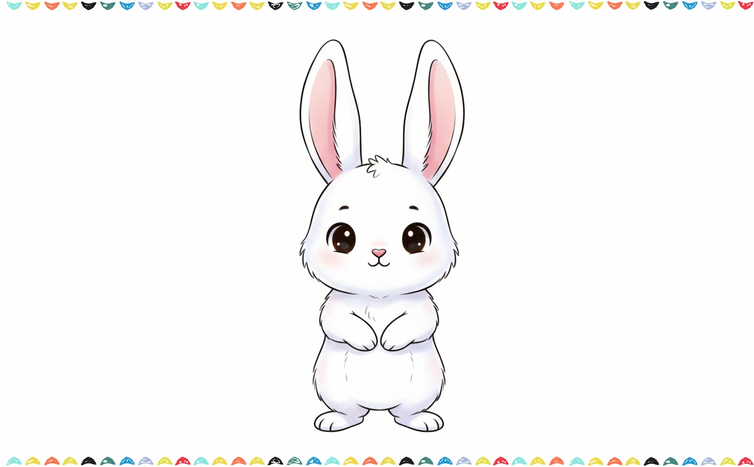 how to draw an adorable bunny - finished and colored final drawing of an adorable bunny step 9
