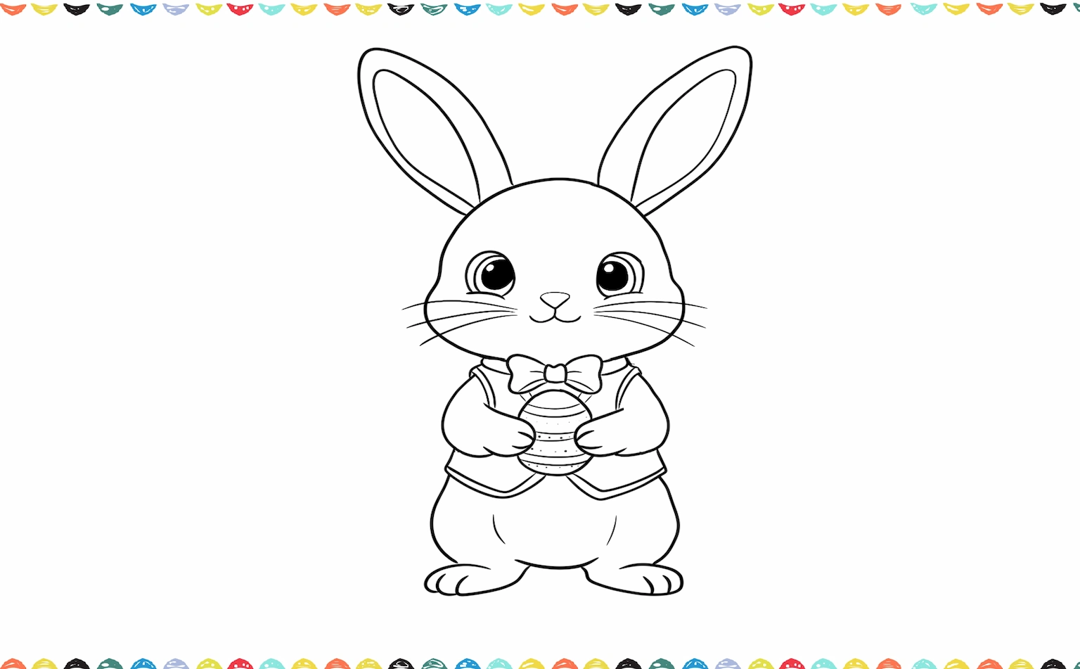 Draw a small bow tie and add a simple vest shape around the Easter bunny's body step 10