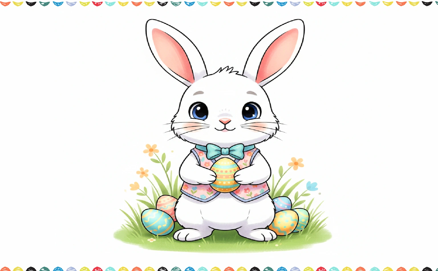 Finished and colored drawing of Easter Bunny step 12