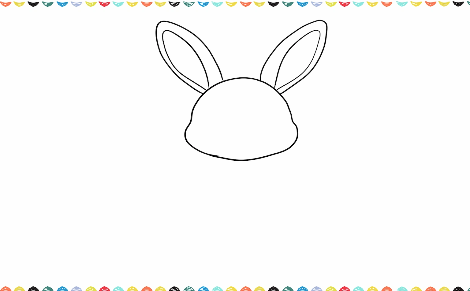 Add two long ear shapes pointing upward for the easter bunny step 3