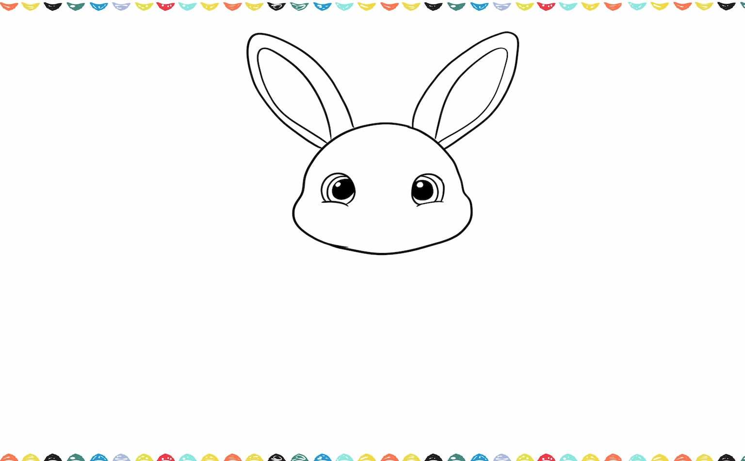 Add two large round eyes evenly and leave some space on easter bunny's head step 4