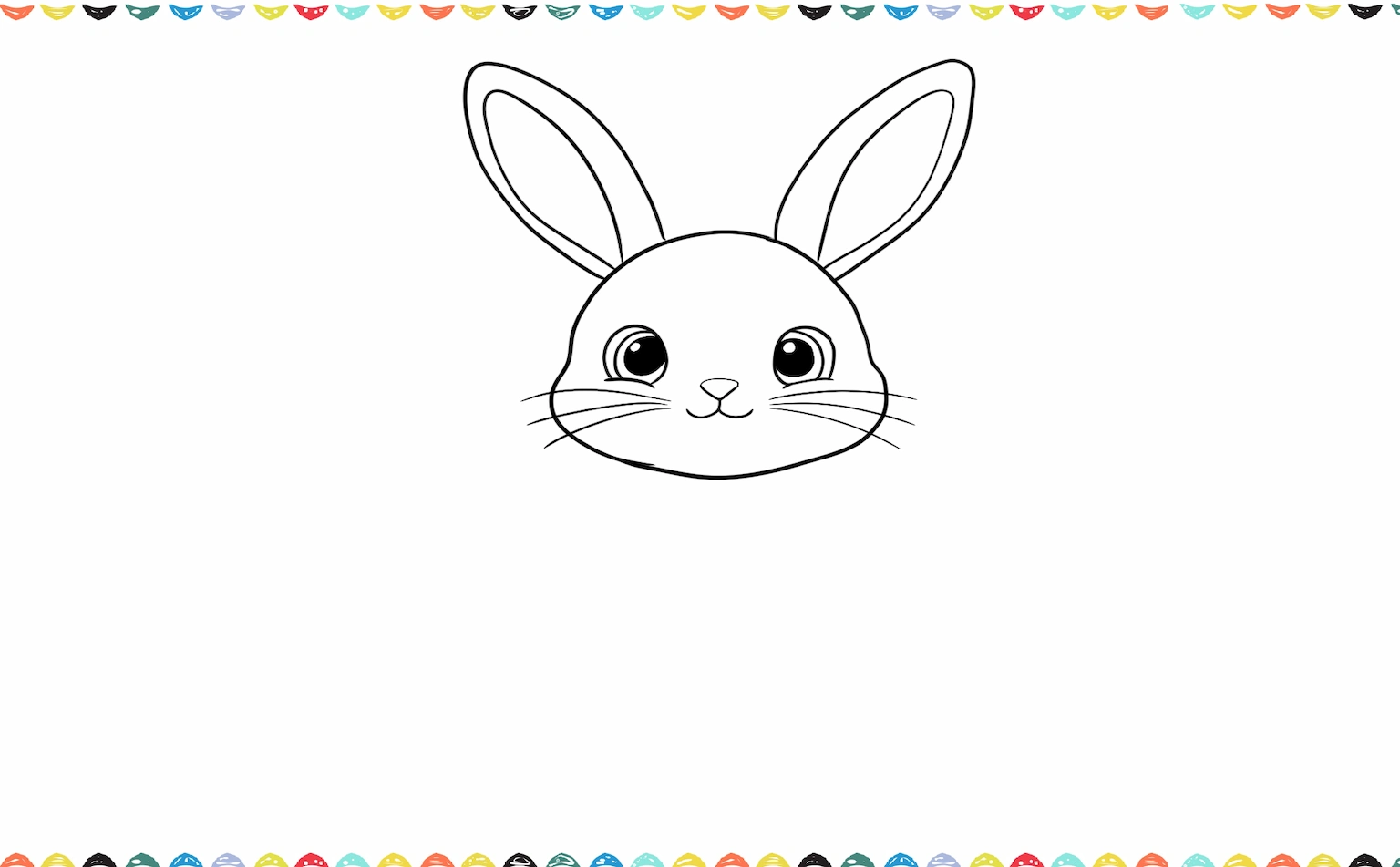 how to draw an Easter bunny - add a small rounded nose and a few thin whiskers step 5