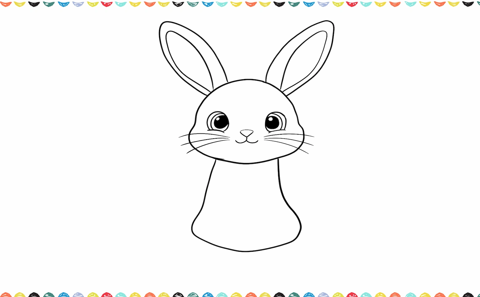 Under the head, draw a rounded oval shape for a chubby and soft body of the easter bunny step 6