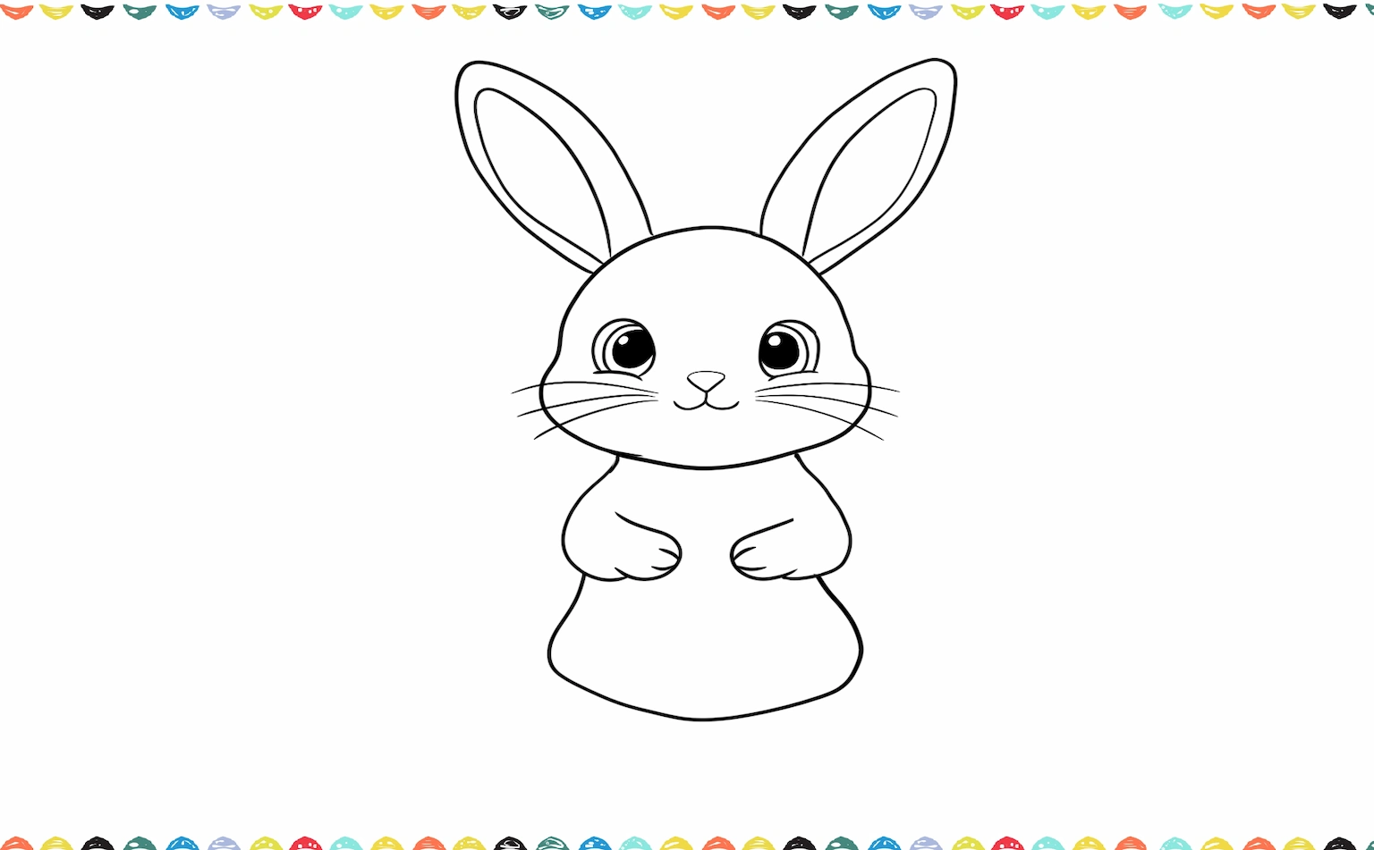 Sketch two short arms reaching forward for the Easter bunny’s arms step 7