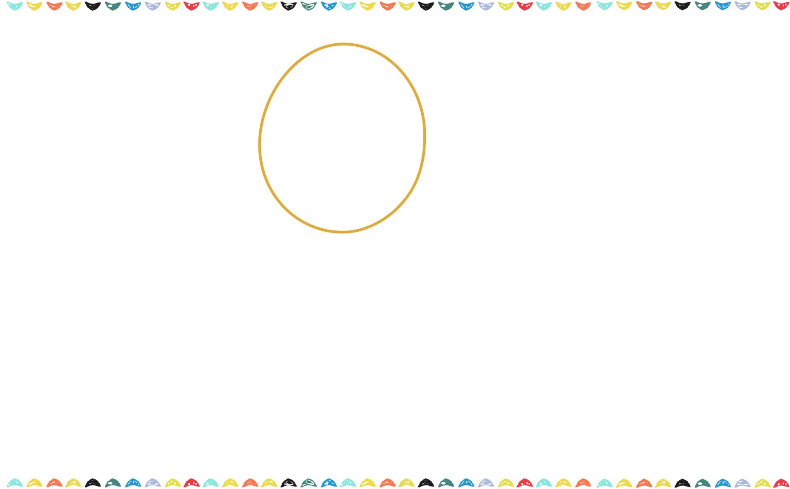 Drawing a large, rounded oval in the center of the page to serve as the basic outline for Charmander’s head. step 1