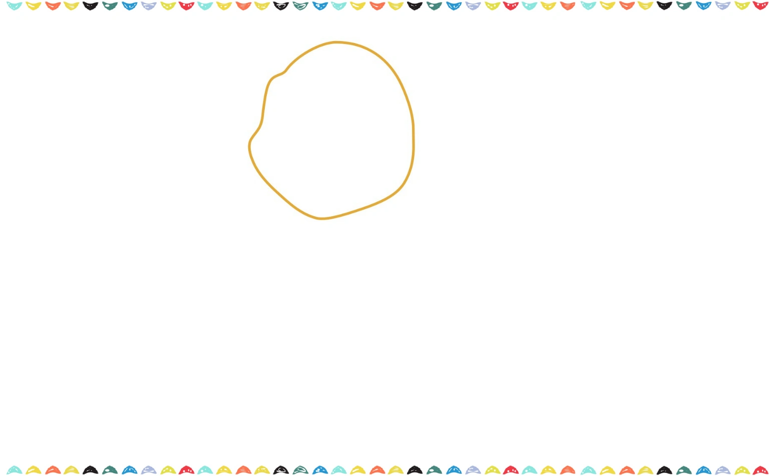 Reshaping the initial oval into Charmander's head while leaving empty space in the center for the facial features step 2