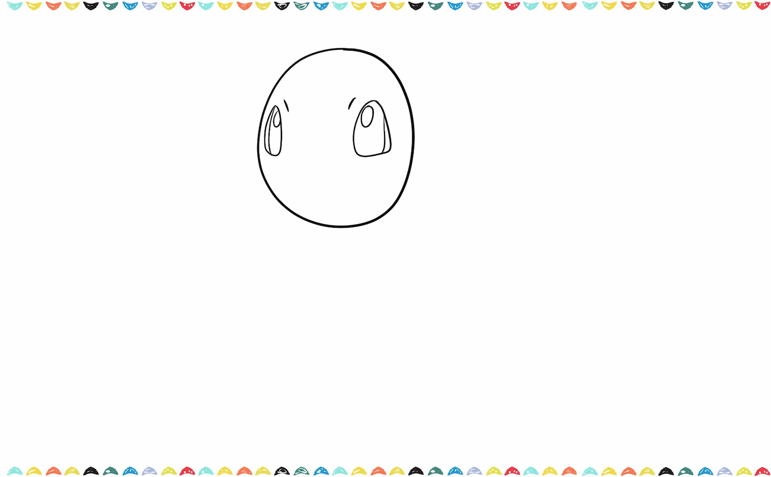 draw two large oval eyes on the  drawing of charmander's head step 2