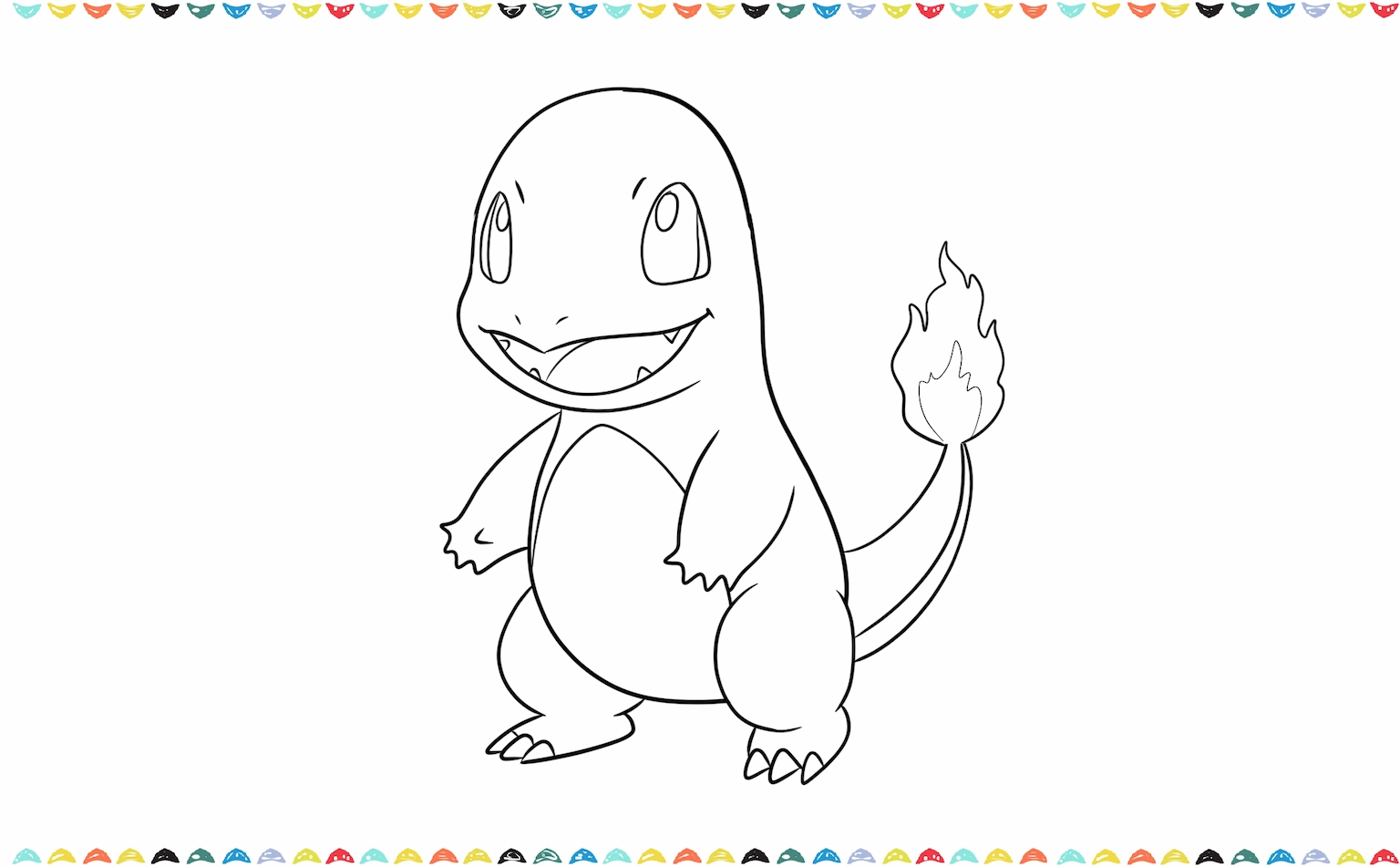 At the end of the charmander's tail add a flame step 9