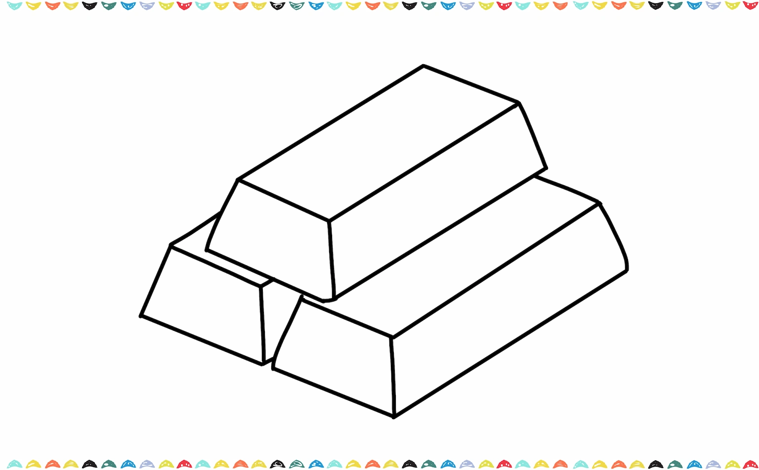Add lines to the bottom of the shape to create the 3D thickness of the gold bars Step 7