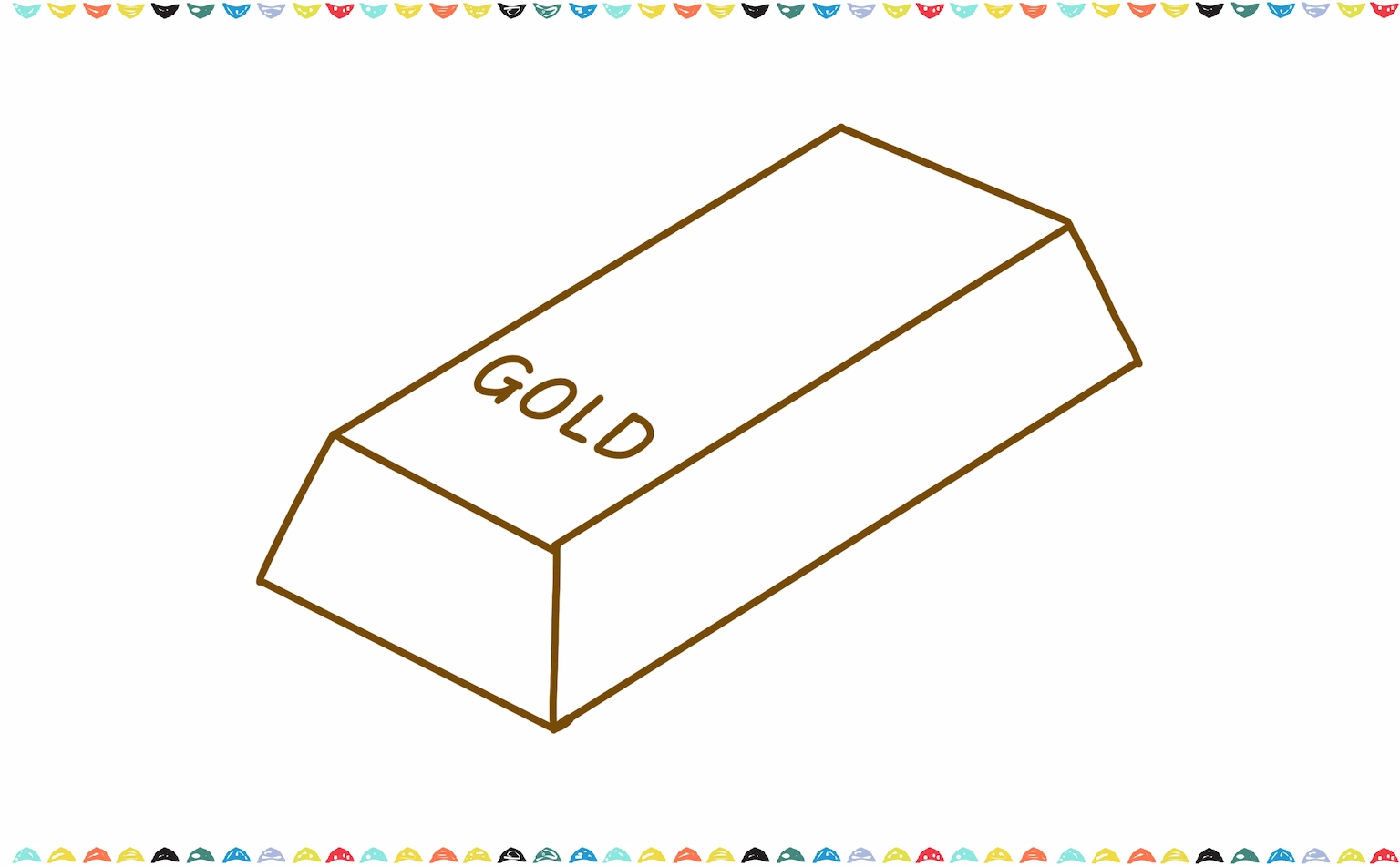 Print the word 'GOLD' on the top rectangular surface of the gold bar to complete the realistic treasure design step 5