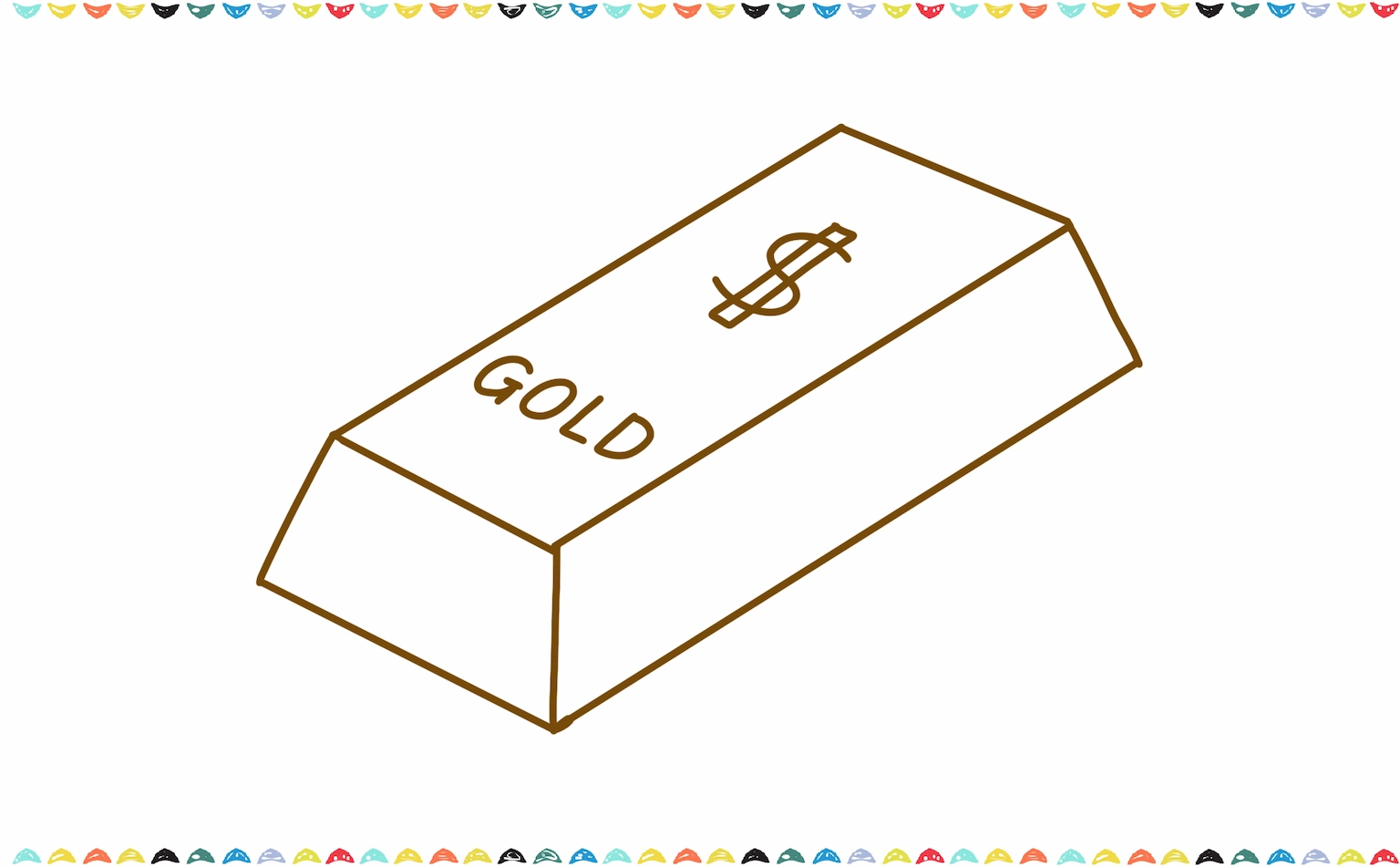 How to draw gold - sketch a small dollar sign symbol onto the top surface of the gold bar step 6