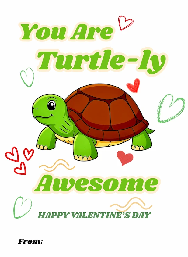 Turtle Theme Valentine’s Day Cards 