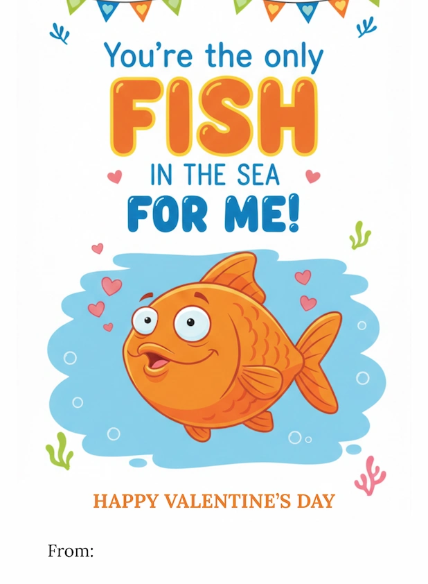 Fish Theme Valentine’s Day Cards