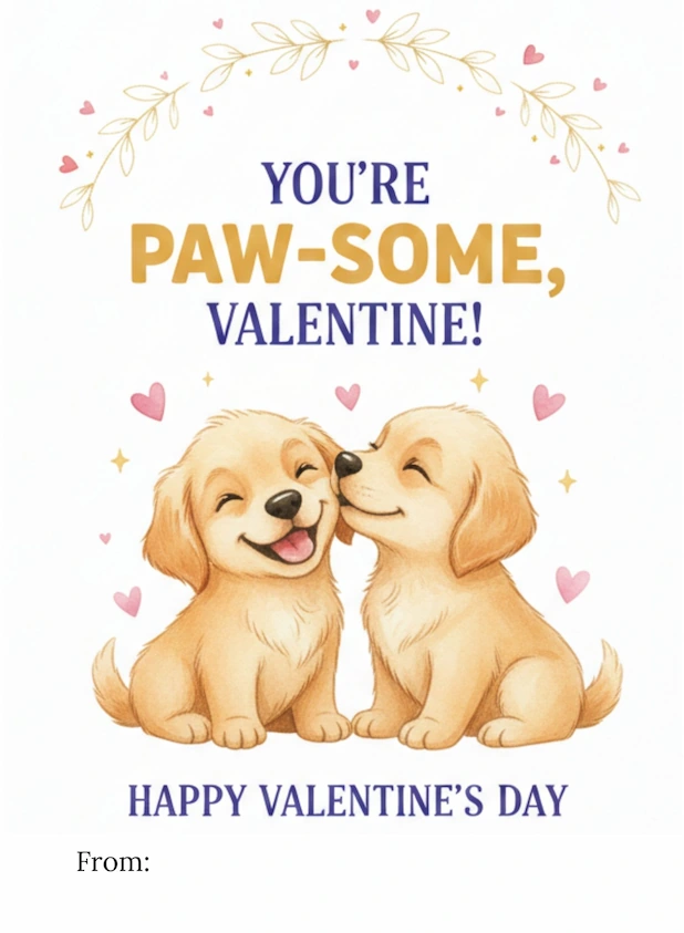 Dogs Theme Valentine’s Day Card