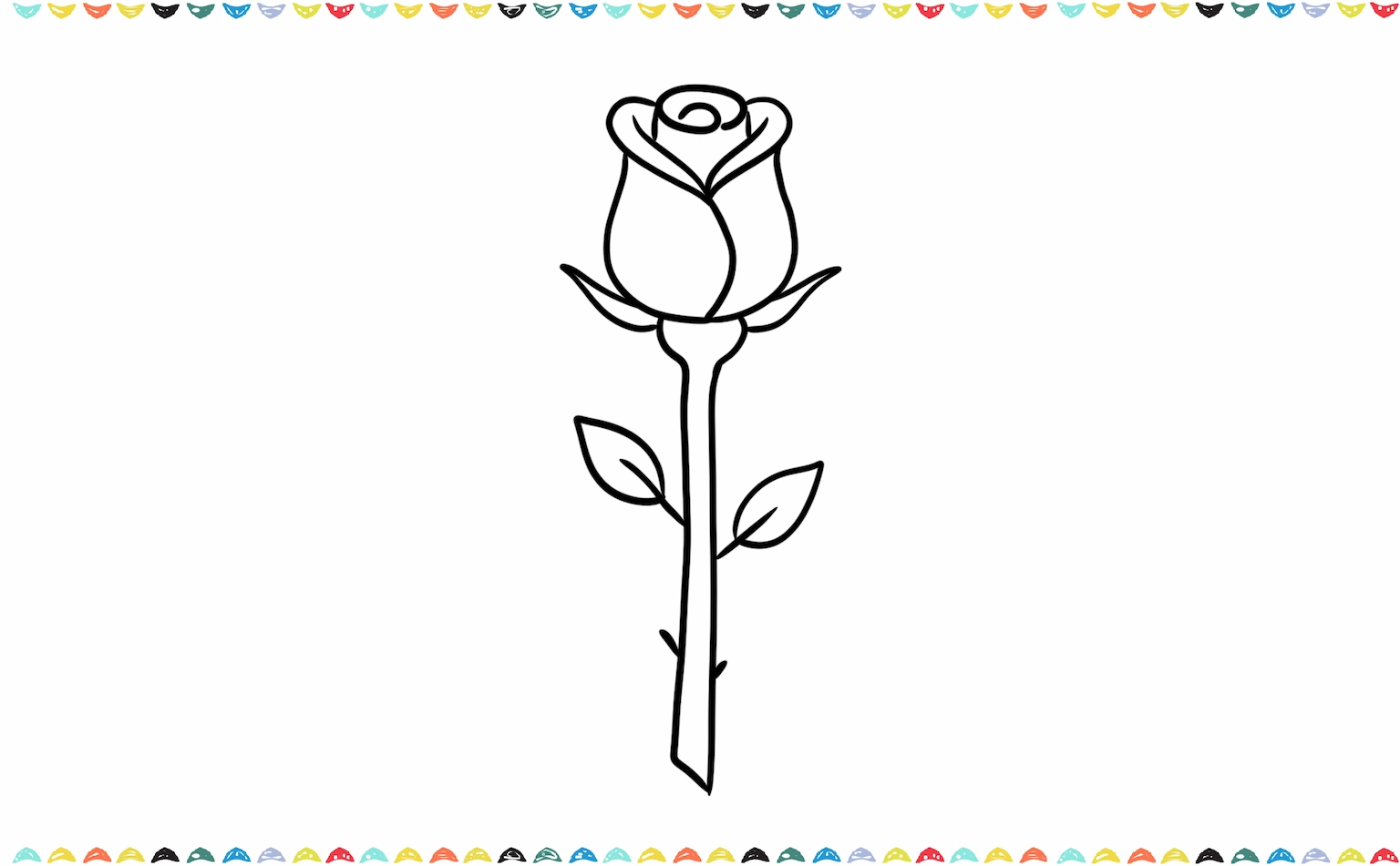 Draw one or two leaf shapes on the sides of the stem step 7