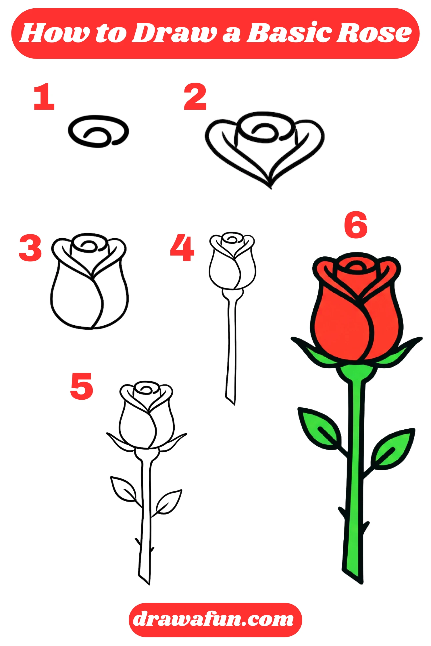 how to draw a basic rose step by step instructions