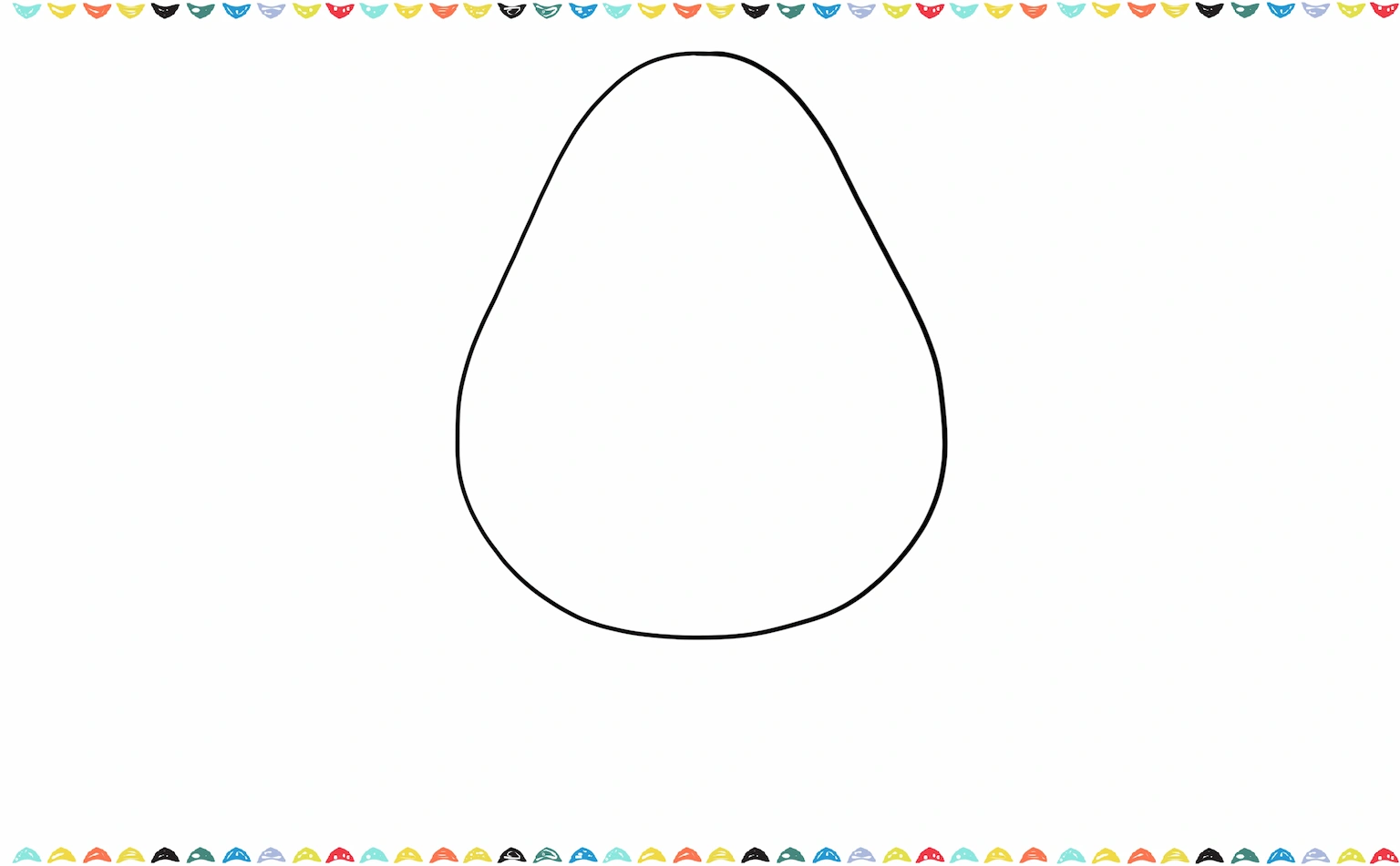 Drawing the pear shaped avocado outline in Jellycat avocado drawing step 1