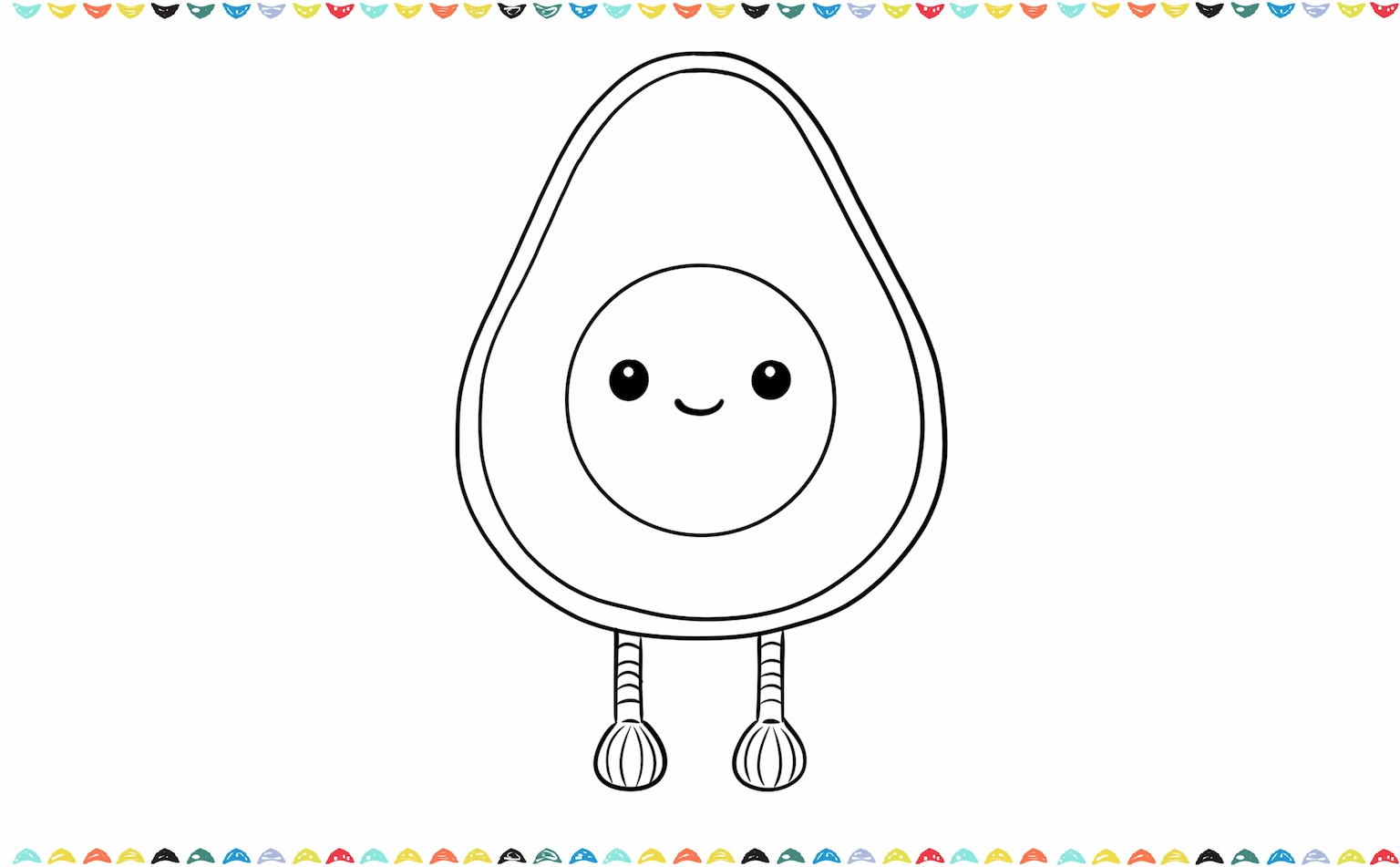 Sketching the dangling corduroy legs in Jellycat avocado drawing step 4
