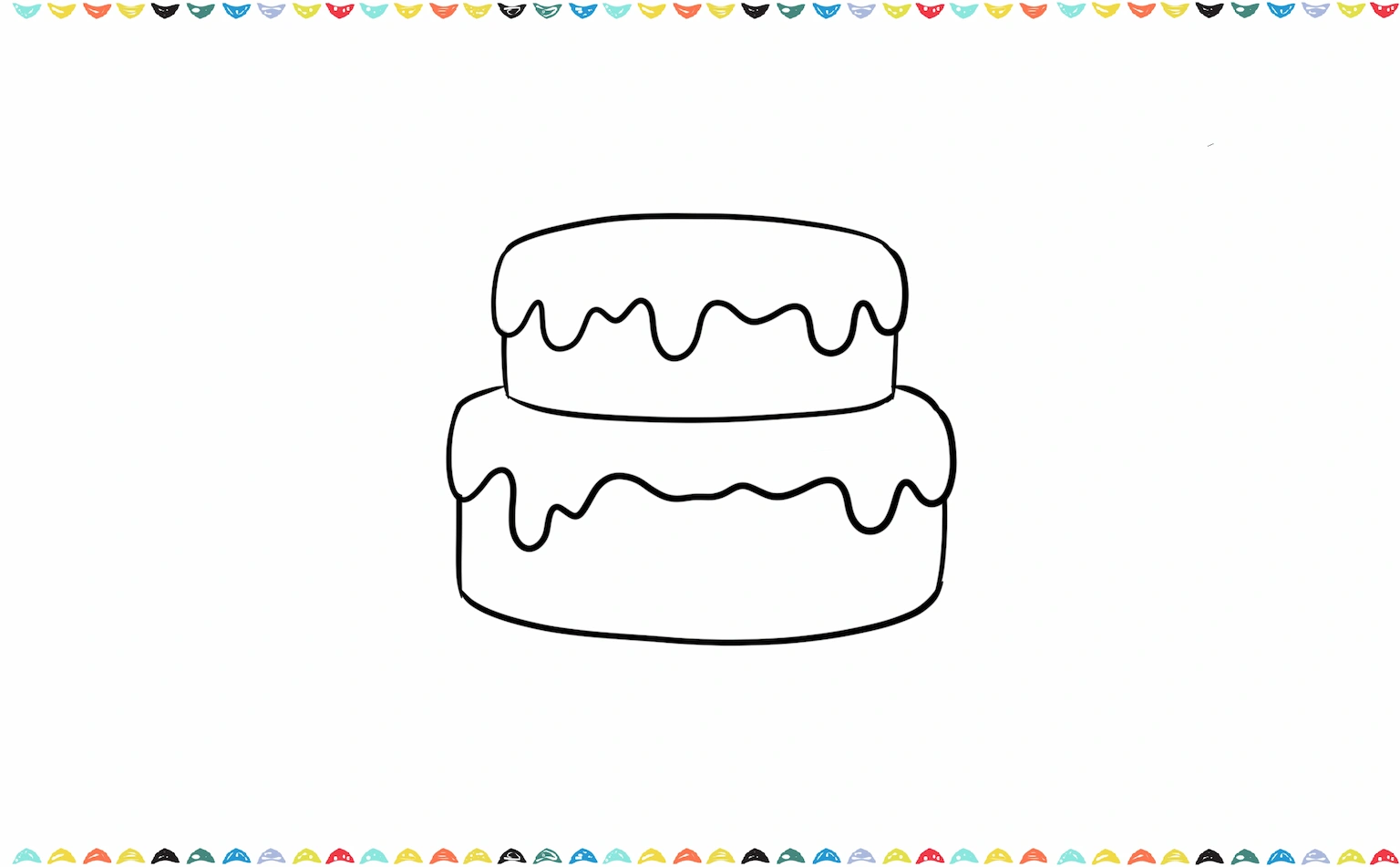 Adding dripping frosting on top in Jellycat cake drawing step 2