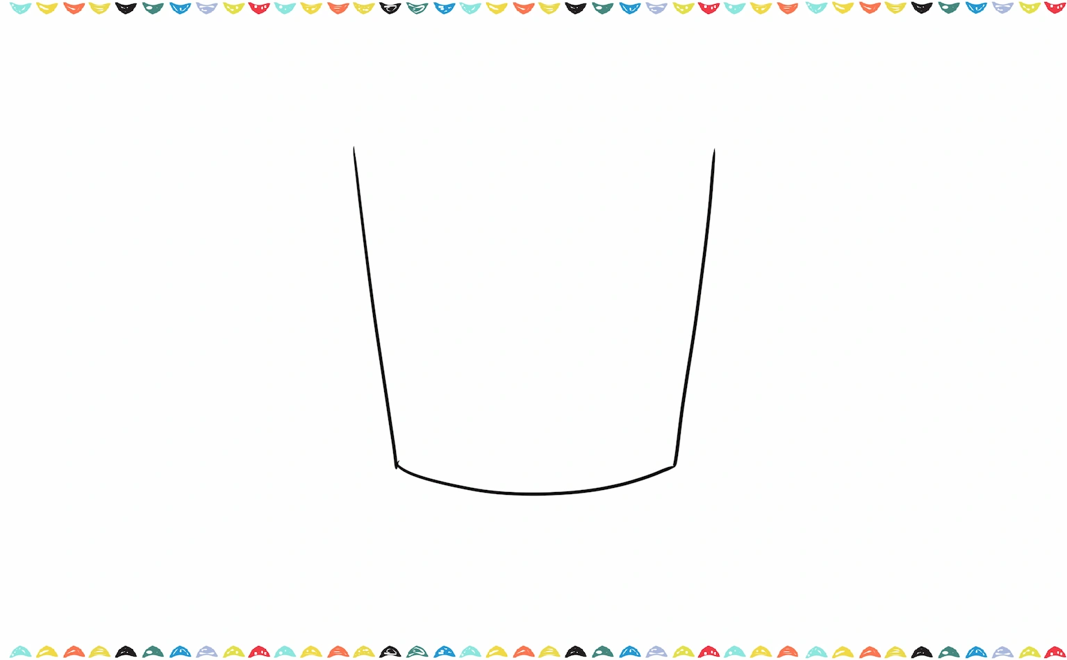 Drawing the U-shaped cup base in Jellycat coffee cup sketch step 1