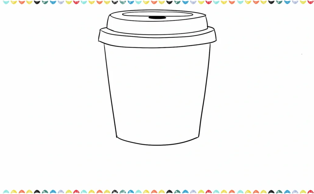 Adding the thin lid layer on top in Jellycat coffee cup sketch step 3