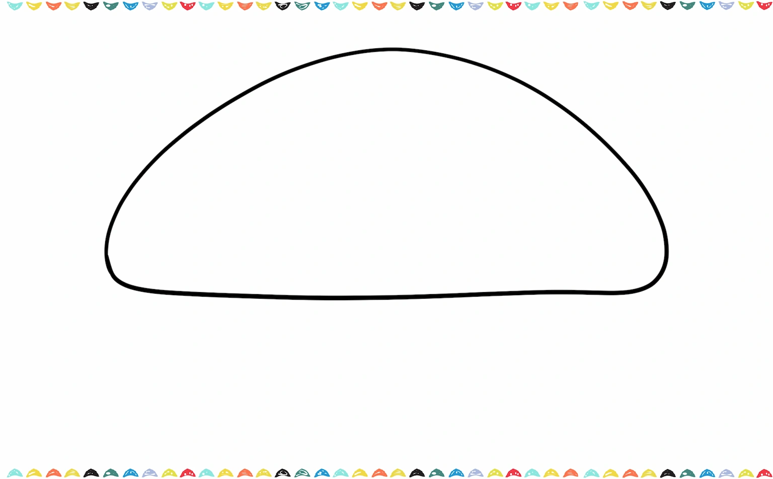 Drawing the crescent moon shape body in Jellycat croissant drawing step 1