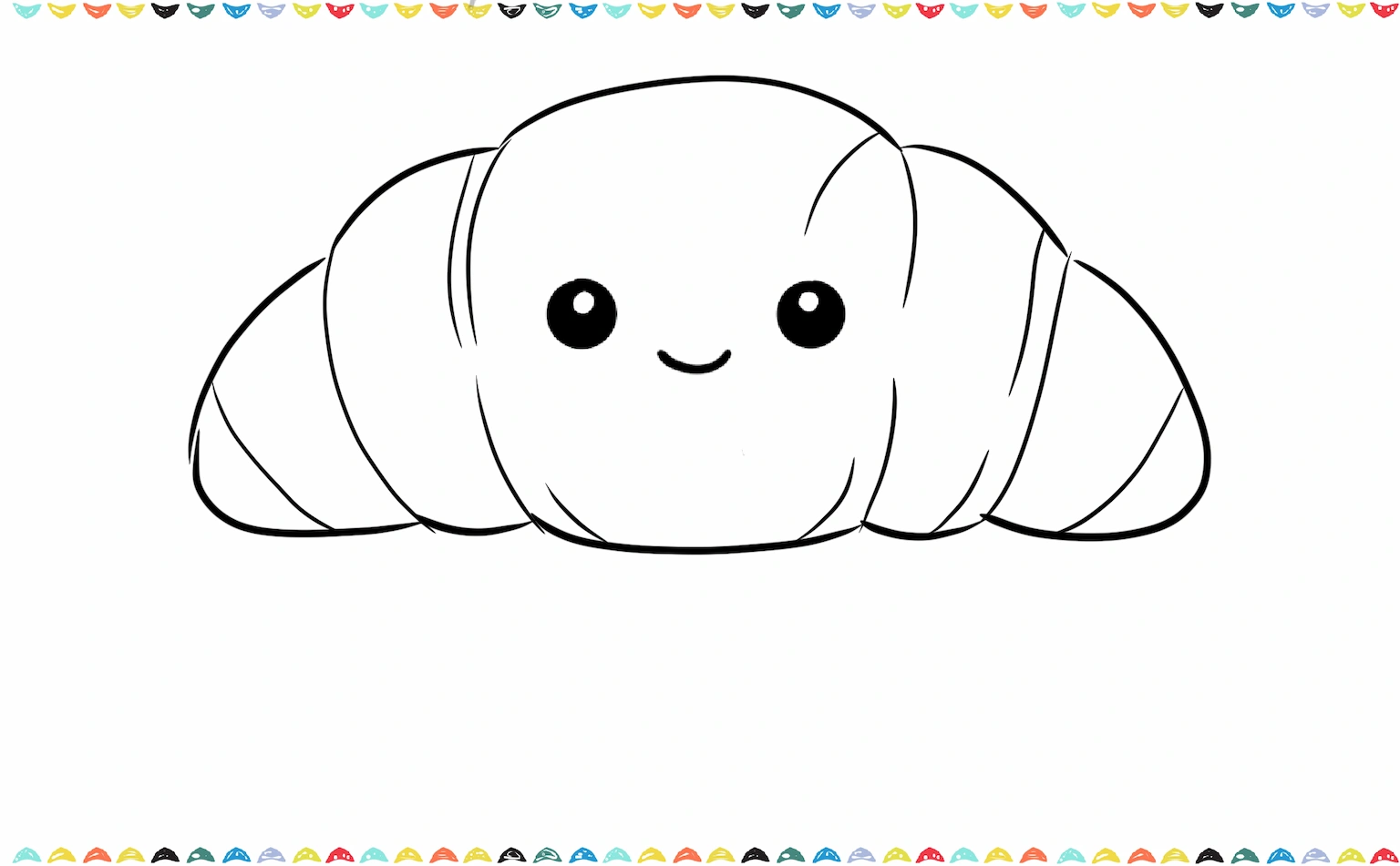 Drawing the tiny minimalist face in Jellycat croissant sketch step 4