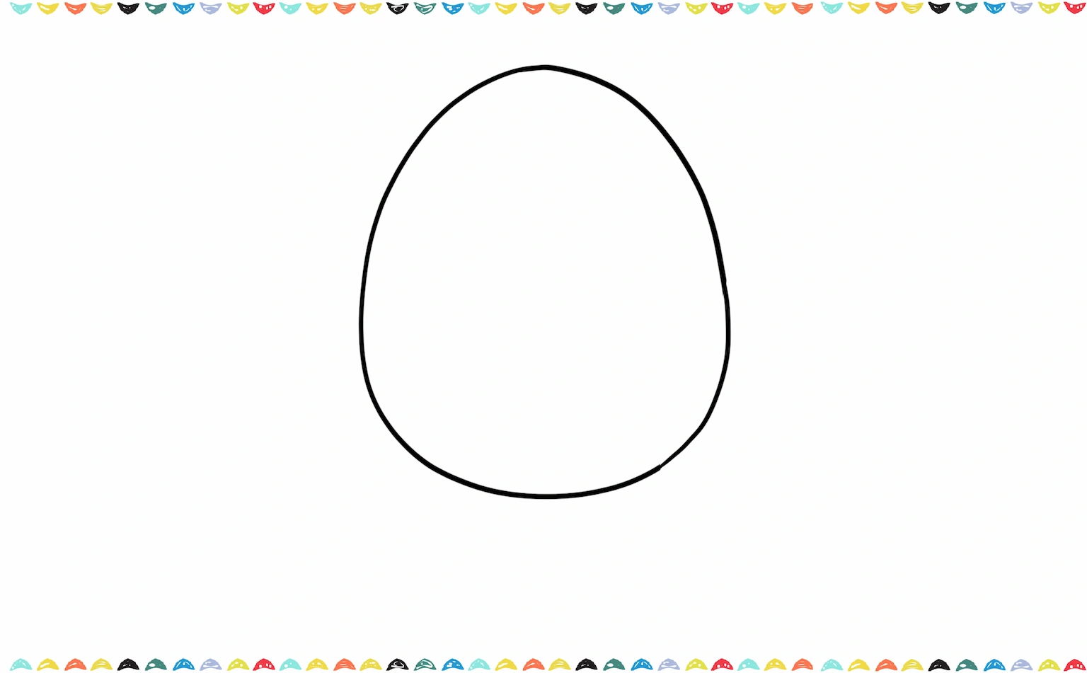 Basic oval body outline in Jellycat egg drawing step 1