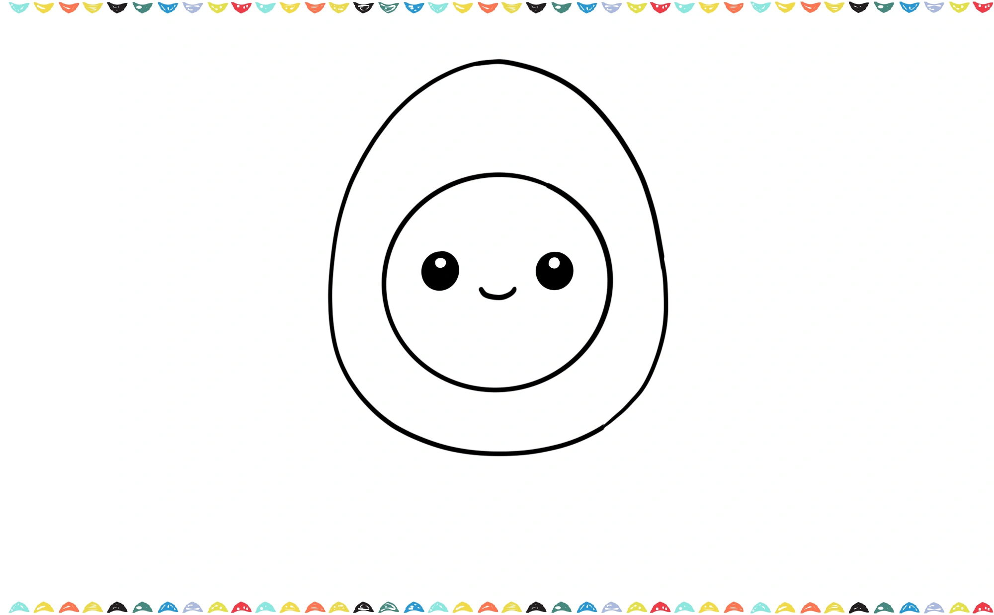 Minimalist face added to the yolk in step 3