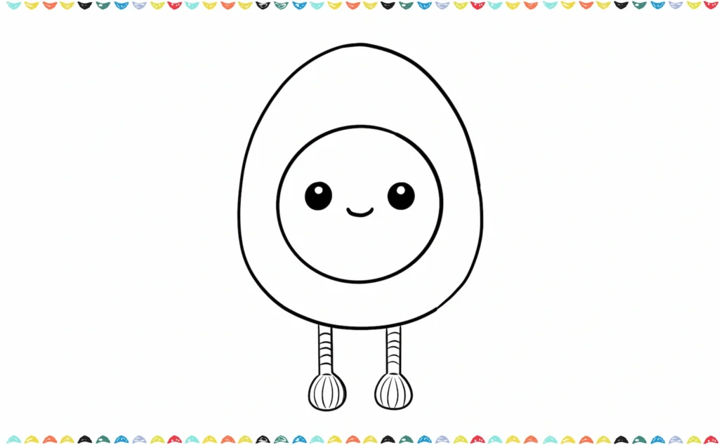 Jellycat egg drawing with dangling legs step 4