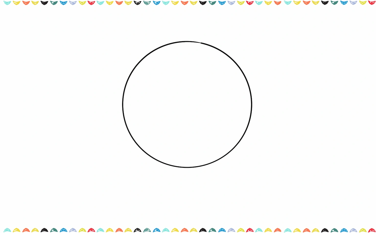 Drawing the large perfect circle for the sun in Jellycat sun drawing step 1