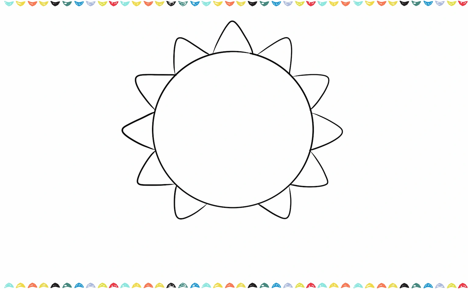 Adding rounded triangular rays around the circle in Jellycat sun drawing step 2