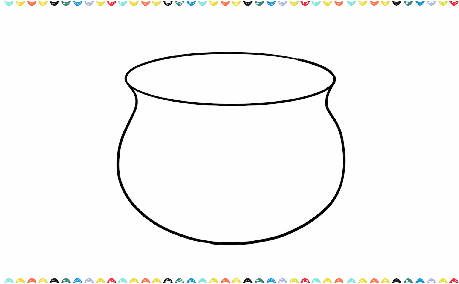 Add curved lines downward on both sides to shape the pot step 2