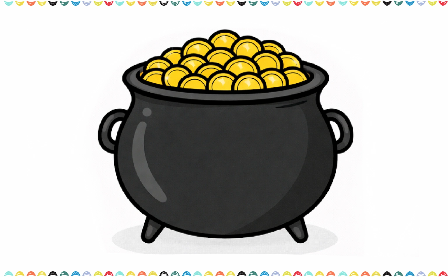 Finished and colored drawing of a Pot of Gold step 7