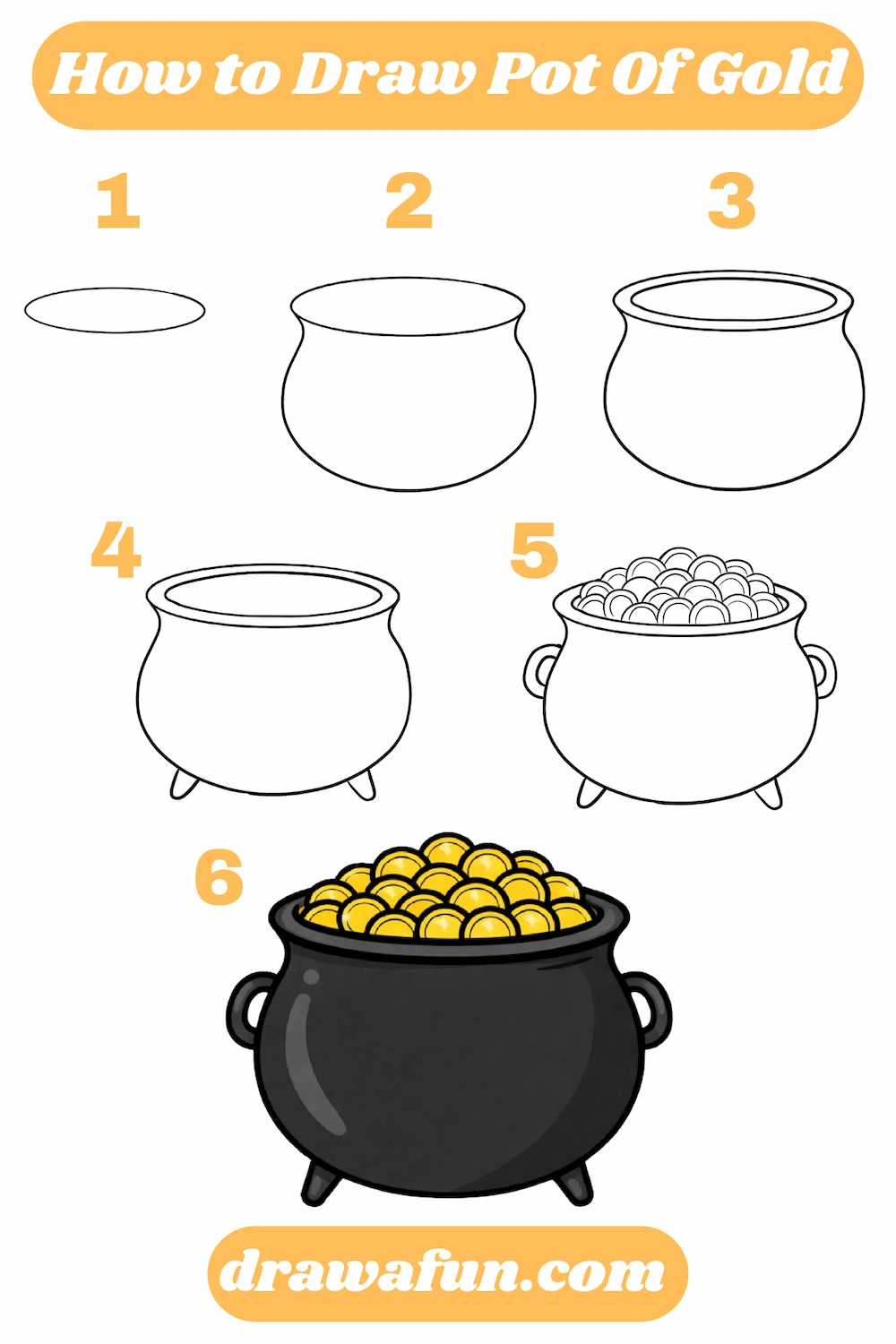 how to draw a pot of gold step  by step instructions