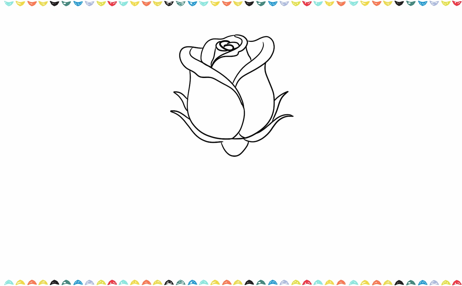 Draw curved lines to connect the bottom of the petals, completing the main base of the easy rose step 8
