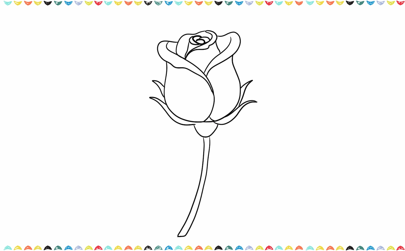 Add the stem to the rose drawing step 9
