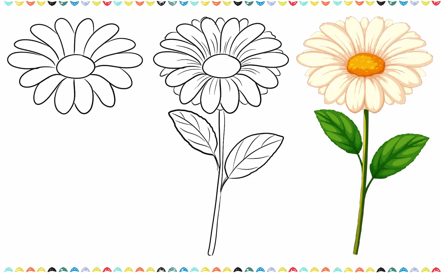how to draw daisy easy step by step